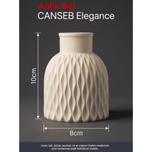 Canseb Elegance Premium - Antik Bej - Dalgalı Dekoratif Vazo - 10X8CM - El Boyaması Işçilik