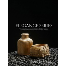 Canseb Elegance Elegance Serisi - Ikili Set - Retro Karavan Sukulent Saksı & Çizgili Pampas Vazosu