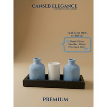 Canseb Elegance Premium - - Dörtlü Dekoratif Vazo ve Mumluk Set - El Işçiliği Boyama