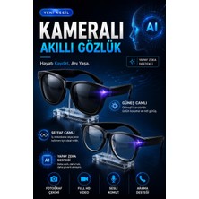Rugged Akıllı Yapay Zeka Aı 3 Lensli Güneş Gözlüğü 8 Mp Kamera Bluetooth Hafıza Müzik Aı Ast Canlı Çeviri