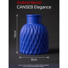 Canseb Elegance Premium - Kraliyet Mavisi - Dalgalı Dekoratif Vazo - 10X8CM - El Boyaması Işçilik