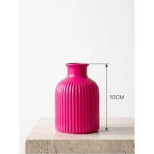 Canseb Elegance Fuşya - Çizgili Pampas Vazosu - 10CM Boyunda - El Boyaması Işçilik