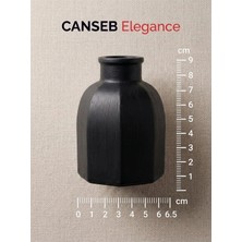 Canseb Elegance 9x6.5cm - Siyah - Sekizgen Mini Vazo - El Boyaması Işçilik - 9cm Mini Vazo