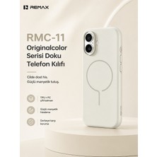 Remax Originalcolor Apple iPhone 17 Magsafe Uyumlu Metal Tuşlu Premium Kılıf Rmc-11 Beyaz