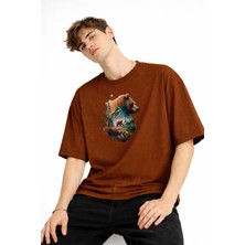 Tekyer Online Bear2 - Oversize Tişört Kahve