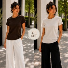 Hayalet Kadın Bisiklet Yaka Kısa Kollu T-Shirt Ultra Soft Basic Bluz