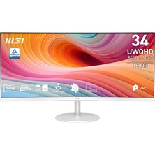 MSI 34 inç Pro MP341CQW E12 VA Panel 3440x1440 Çözünürlük 120Hz Yenileme Hızı Beyaz Monitör