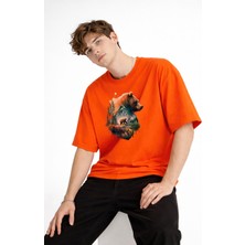 Tekyer Online Bear2 - Oversize Tişört Turuncu