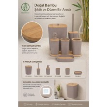 Okyanus Home Yapışkanlı Gerçek Bambu Vizon 6'lı Safir Banyo Seti