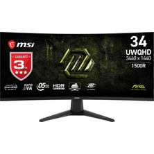 MSI Msı 34" Mag 346CQDF E20 3440X1440 (Uwqhd) Curve 1500R Rapıd Va Uwqhd: 200HZ, Hd: 400HZ 0.5ms (Min.) Freesync Premıum Gamıng Monıtor