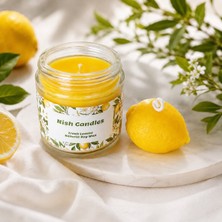 Nish Candles Yaz Sıcaklığında Limon Kokulu Hediyelik 2'li Set, Cam Kavanoz Içinde Soya Mumu ve Gerçek Görünümlü Limon