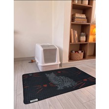 Canico Kedi Kumu Paspası Desenli Elekli Petek Yapılı Yıkanabilir Kedi Tuvalet Önü Paspası 60X90 cm
