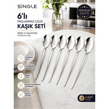 Single 6'lı Paslanmaz Kaşık Seti Uzun Ömürlü Kullanım