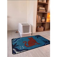 Canico Kedi Kumu Paspası Desenli Elekli Petek Yapılı Yıkanabilir Kedi Tuvalet Önü Paspası 60X90 cm