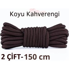 Mawrond, 2 Çift -150 cm, Çok Koyu Kahverengi, Dayanıklı, Sağlam, Fitilli, Uzun Ömürlü , Kalitli, Bot Bağcığı