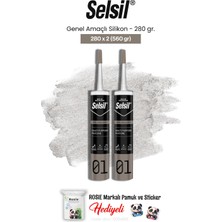 Selsil Genel Amaçlı Silikon 280 Gr, 2 Adet ve Rosie Pamuk