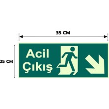Reklam Ads Sağ Aşağı Acil Çıkış Dekota Levha,  25X35, 20X30 (A4), 30X42 (A3) cm Boyut Seçenekleriyle Dekota Kişiselleştiirlebilir Levha + Yapışkan Bant