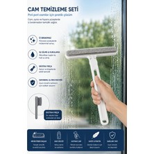 Single Çift Taraflı Fırçalı Cam Çekçek - Çizmez Cam Süngeri Iz Bırakmaz Çekçek Silikon Yardımcı Fırçalı