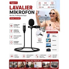 Type-C Kablolu Yaka Mikrofonu Lavalier Mikrofon JH-042 Telefon Tablet Laptop Uyumlu