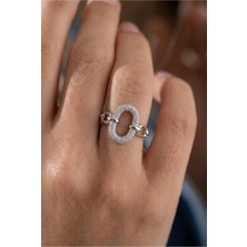 Minon-Taşlı Oval Motifli Yüzük - 925 Ayar Yüzük