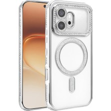 Pamukia Huawei Honor 600 Joke Simli Magneticsafe Kılıf - Gümüş