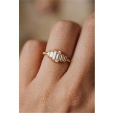 Minon-Minimalist Baget Taşlı Üçlü Tasarım Yüzük - 925 Ayar Yüzük