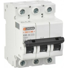 Günsan Elektrik Otomatik Sigorta 3 Kutup 6ka C Tipi 25A