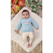 CemBebe Kız Bebek Uzun Kol Mevsimlik Çiçek Nakışlı Ikili Takım