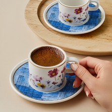Güral Porselen Mental 4 Parça 2 Kişilik Kahve Takımı 6709 Mavi
