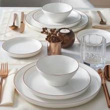 Güral Porselen Bilbao 8 Parça 2 Kişilik Yemek Takımı Copper Bakır Desenli Porselen
