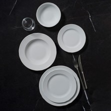 Güral Porselen Venedik 20 Parça Beyaz Porselen 4 Kişilik Desenli Yemek Takımı