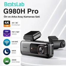 360 Botslab G980H Pro ADAS Ön Gerçek 4K UHD Arka 2K QHD 170° Geniş Açı Lens Gece Görüşü Gps+WiFi Araç İçi Kamera (64GB HAFIZA KARTI HEDİYELİ)