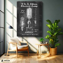 Holda Props Kanvas Tablo Edison Ampul Patent Bilim Tablosu Duvar Dekorasyonu