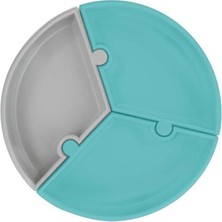 NW NessiWorld Puzzle Vakum Tabanlı Silikon Tabak Aqua Green / Powder Grey