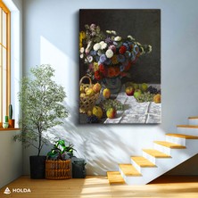 Holda Props Kanvas Tablo Çiçek ve Meyve Klasik Sanat Tablosu Duvar Dekorasyonu