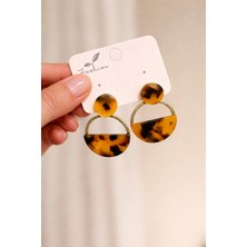 Bymiel Leopar Desenli Geometrik Gold Detaylı Kadın Küpe (Kararmaz Alerji Yapmaz 316 Çelik)