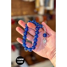 14 mm Küre Mavi 17'lik Cam Tesbih