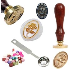 Mektup Damga Mühürü Oval Gül + 30 Mühür Mumu + Eritme Kaşığı