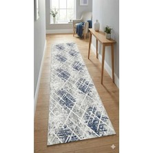 Nesrin Jel Taban Kaymaz Modern Beyaz Mavi Güzel Salon Kesme Halı Yolluk