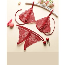 Uluvora Kadın Bordo Dantelli Sütyen Külot Takımı H110402 - 7728-9969