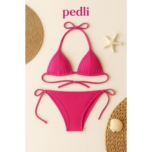 Uluvora Kadın Fuşya Yandan Bağlamalı Bikini Mayo Takımı - 8370-8245