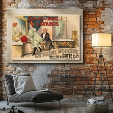 Holda Props Kanvas Tablo Paris Vintage Banyo Reklamı Dekoratif Tablo Duvar Dekorasyonu