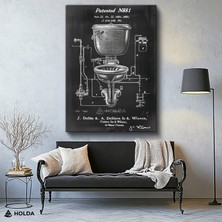 Holda Props Kanvas Tablo Tuvalet Patent Teknik Çizim Tablo Duvar Dekorasyonu