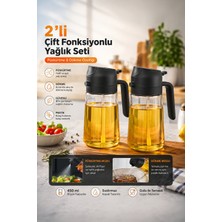 Porsima Çok Amaçlı Cam Sprey Şişe -Yağdanlık Limon Sirke Sos Püskürtücü, Sızdırmaz Yağdanlık Siyah