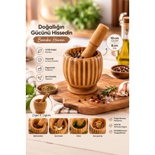 Porsima PBT-409 Doğal Bambu Havan - Sarımsak Döveceği Ahşap Sarımsak Ezici Havan Döveç
