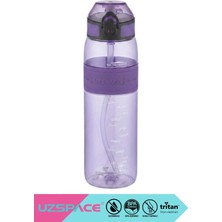 Uzspace 600ml Orta Boy Silikon Gövdeli Sert Pipetli Kilitlenebilir Kapaklı Tritan Çocuk Su Matarası BPA Yok Koku Yok