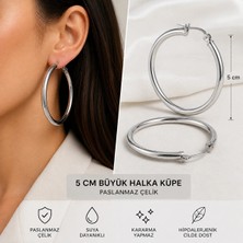 Bymiel Kadın 5 cm Büyük Halka Paslanmaz Çelik Küpe