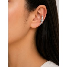 Bymiel Kadın Gümüş Renk Yıldız ve Zirkon Taşlı Ear Cuff Kıkırdak Küpe