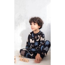 Cigit Desenli Pijama Takımı 2-10 Siyah