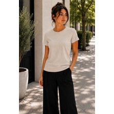 Hayalet Kadın Bisiklet Yaka Kısa Kol T-Shirt Ultra Soft Basic Bluz